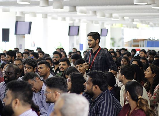 People smiling and working together